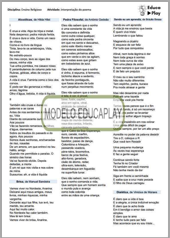 Interpretação de poema